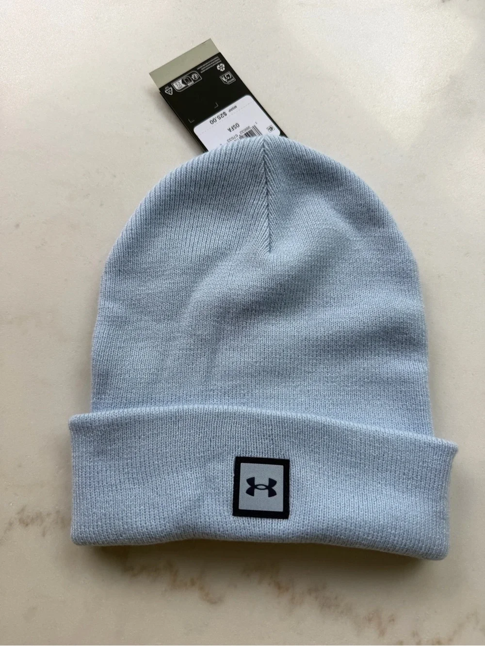 Under Armour Light Blue Cuffed Beanie with Logo Patch NWT